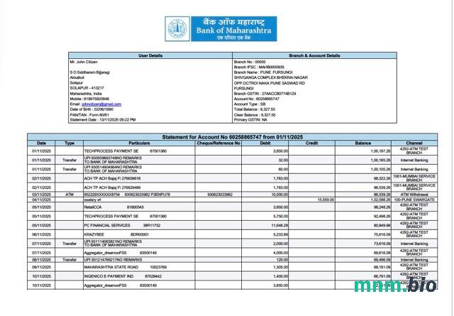 Szablon Oświadczenia India Bank Of India w programie Word i PDF